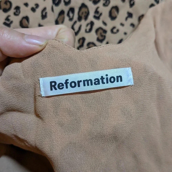 Reformation Brown Leopard Cheetah Animal Anchorage Wrap Dress Mini Small - Picture 4 of 6